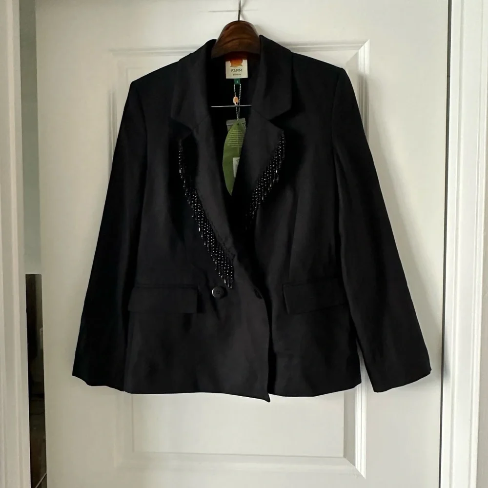 Farm Rio Black Fringe Blazer - Picture 4 of 8